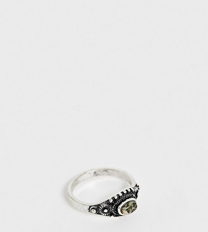 Reclaimed Vintage Inspired Pinky Ring With Stone Detail In Burnished Silver Exclusive To Asos - Silver