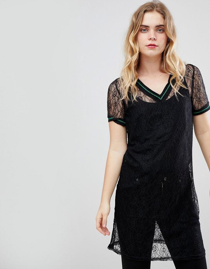 Ichi Lace Sheer Dress - Green