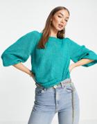 Vero Moda Volume Sleeve Sweater In Turquoise-blues
