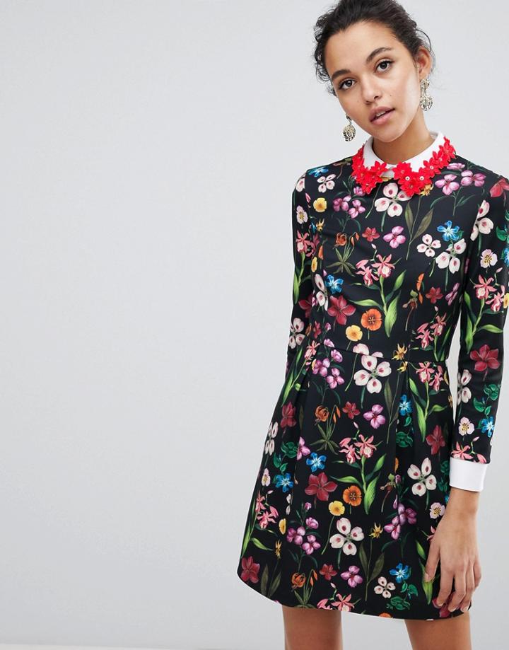 Ted Baker Tillena Skater Dress With Embellished Collar - Multi