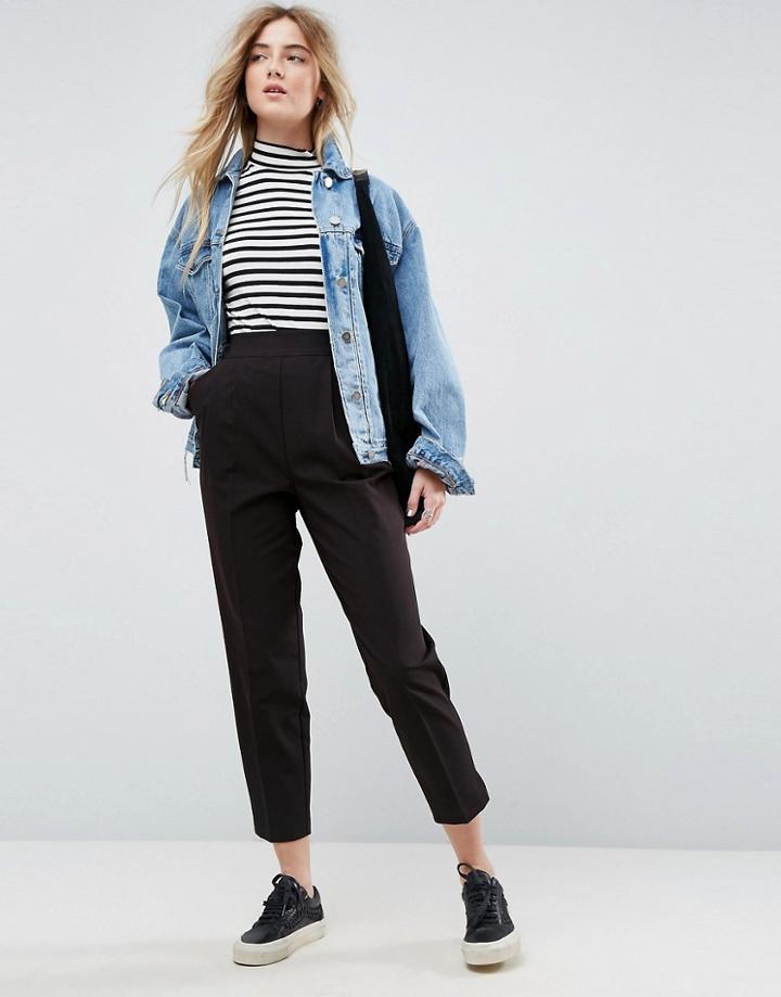 Asos Design High Waist Tapered Pants - Black