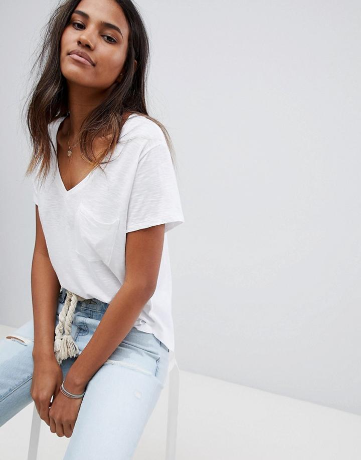 Abercrombie & Fitch Deep V Neck T-shirt - White