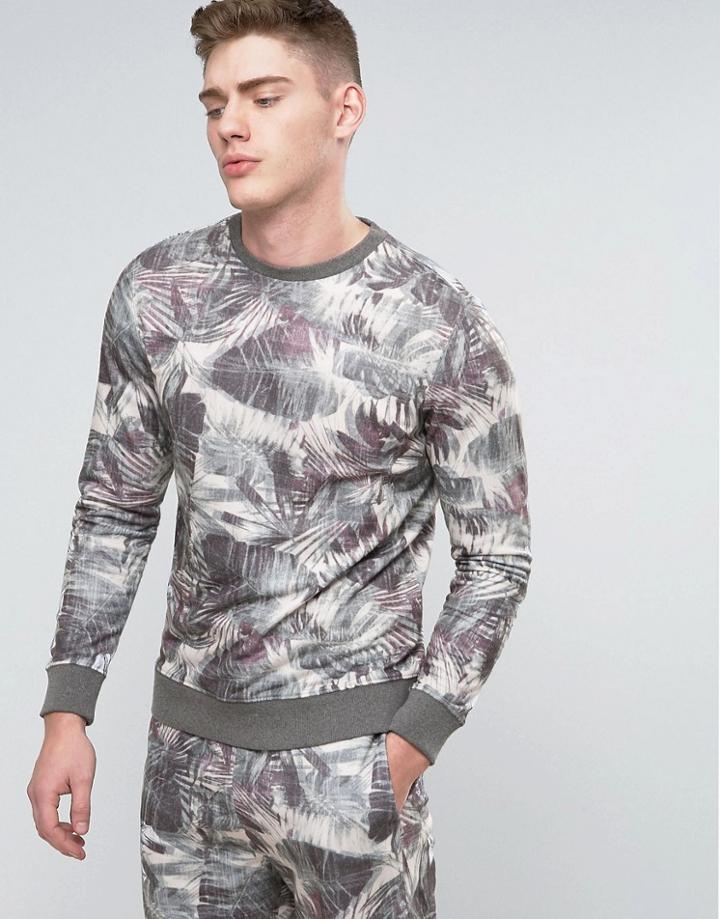 Brooklyn Supply Co Washed Out Palm Print Sweatshirt - Navy