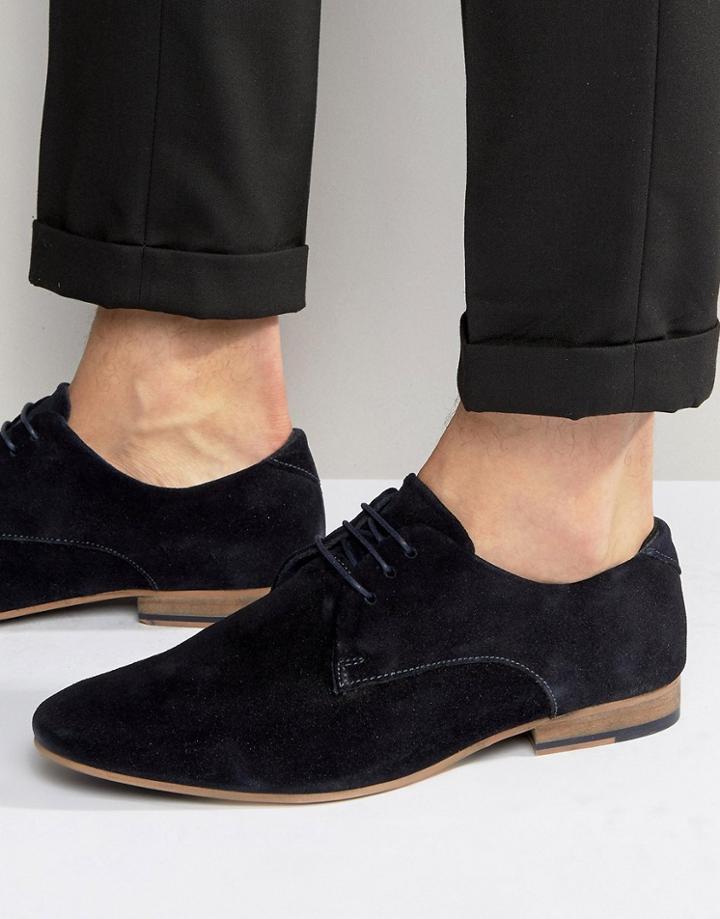 Kg By Kurt Geiger Dorchester Derby Shoes In Navy Suede - Blue