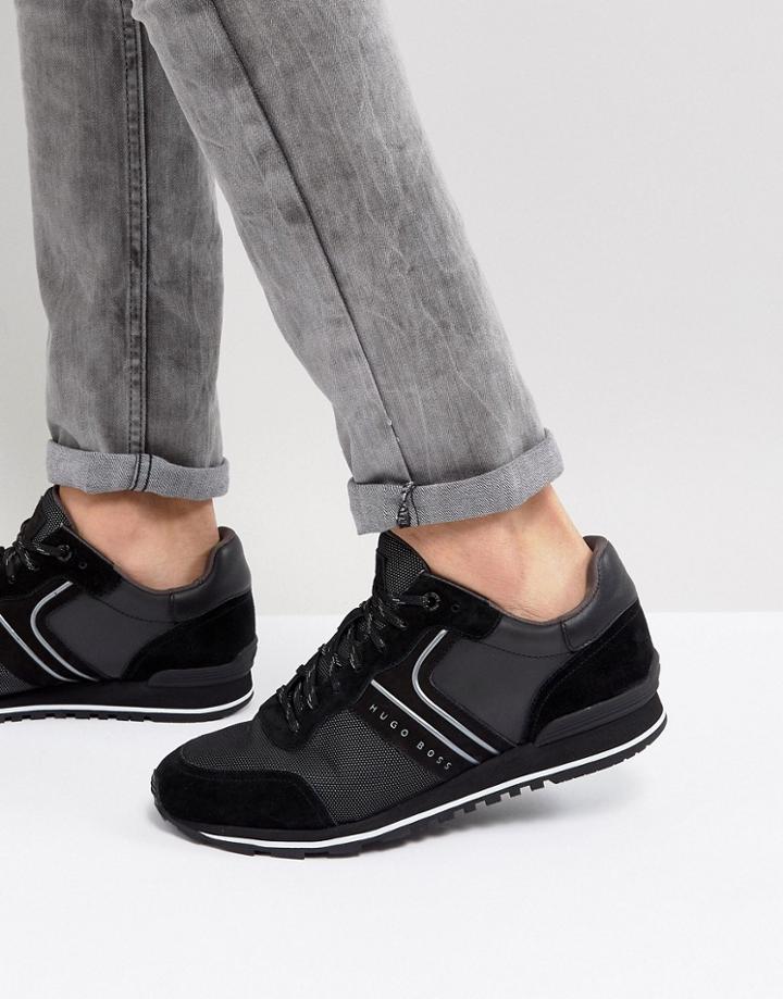 Boss Mix Media Sneakers In Black - Black