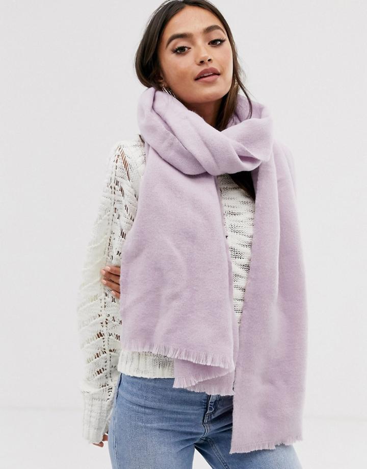 Asos Design Supersoft Long Woven Scarf With Raw Edge-purple