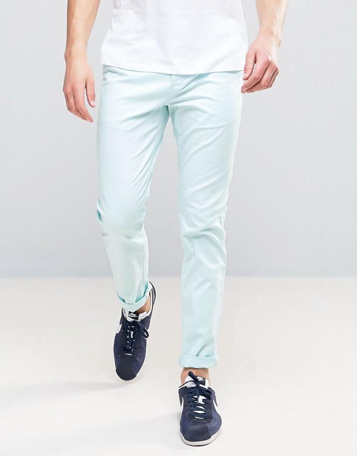 Asos Slim Chinos In Light Blue - Blue