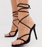 Asos Design Wide Fit Navigate Barely There Heeled Sandals In Black