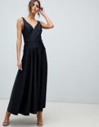 Coast Plunging Hot Fix Maxi Gown - Black