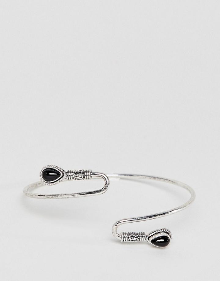 Asos Design Wire Wrapped Stone Arm Cuff - Silver