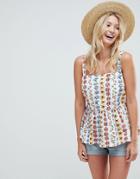 Asos Fuller Bust Smock Cami In Cotton In Floral Print - Red