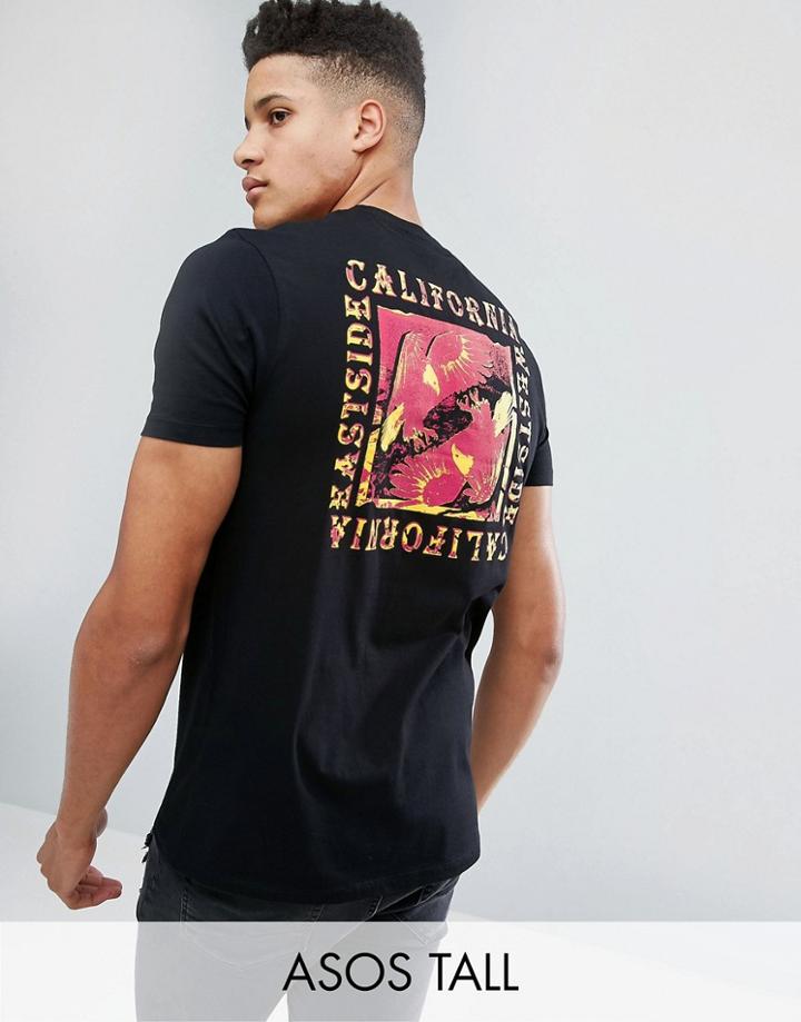 Asos Tall Relaxed T-shirt With Bird Back Print - Black