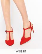 New Look Pointed T Bar Court Shoe - Orange