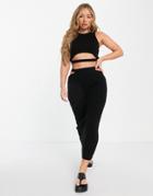 Asos Design Knit Midi Skirt With Cut Out Strap Detail In Black - Part Of A Set