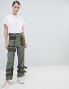Asos Design Zip Detail Combat Trousers - Green