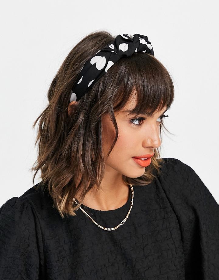 Southbeach Polkadot Ruched Headband-black