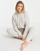 Asos Design Premium Lounge Cable Knitted Hoodie In Gray - Part Of A Set