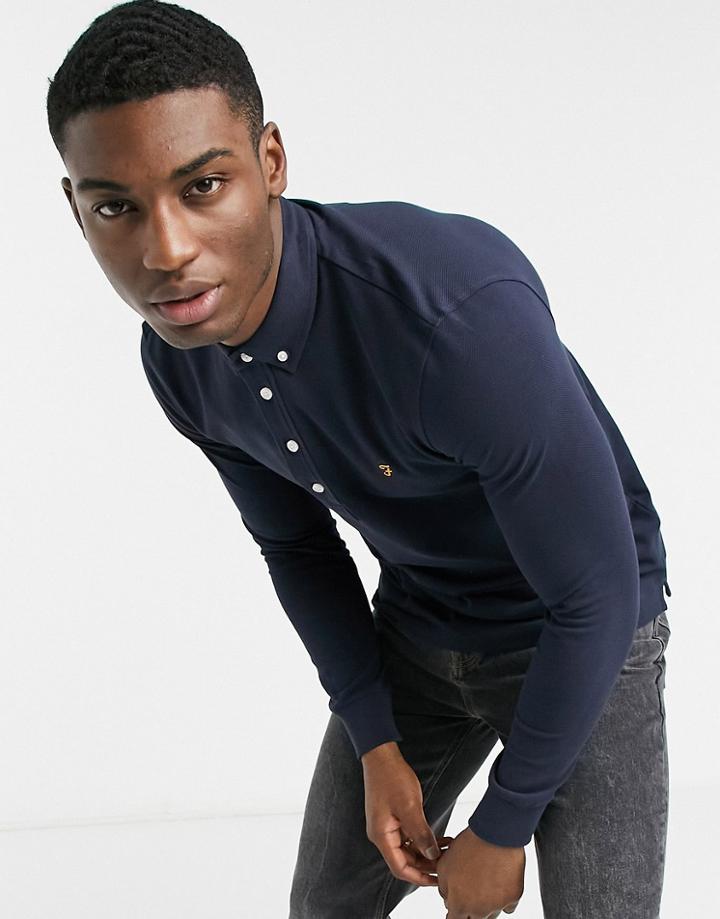 Farah Ricky Cotton Polo In Navy - Navy
