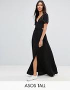 Asos Tall Maxi Tea Dress With Open Back - Black
