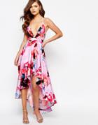 Ginger Fizz High Low Skater Dress In Print - Pink Floral