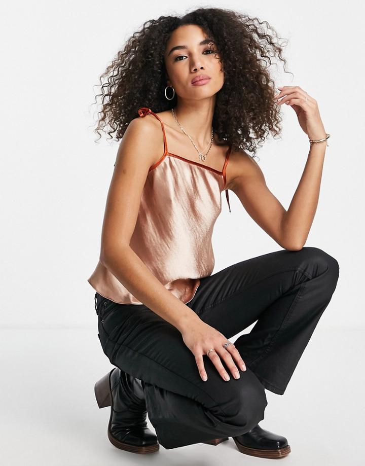 Topshop Color Block Satin Cami In Multi