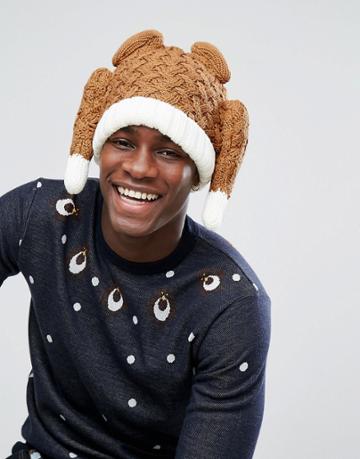 Asos Holidays Turkey Beanie In Brown - Brown