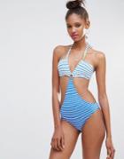 Moschino Stripe Cut Away Swimsuit - Stripe 1297