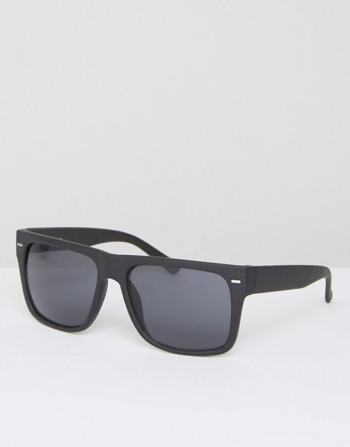 Jeepers Peepers Shield Flat Top Sunglasses In Black - Black