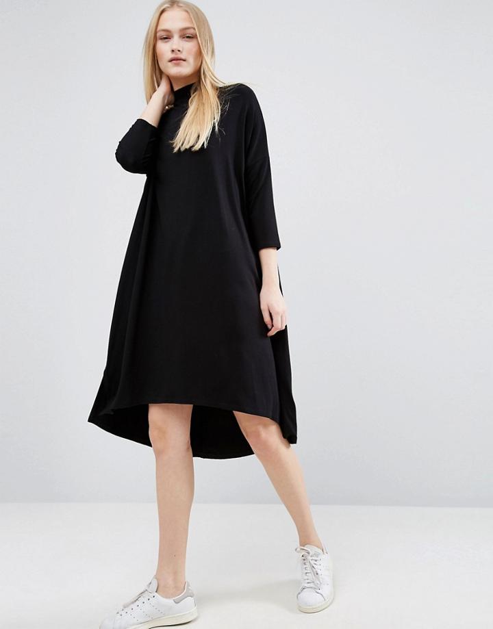 Asos Turtleneck Oversize Slouch Dress - Black