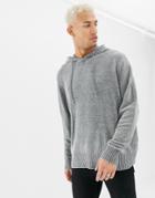 Night Addict Oversized Chenille Hoodie - Gray