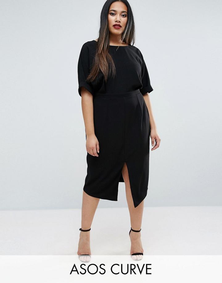 Asos Curve Smart Midi Dress - Black