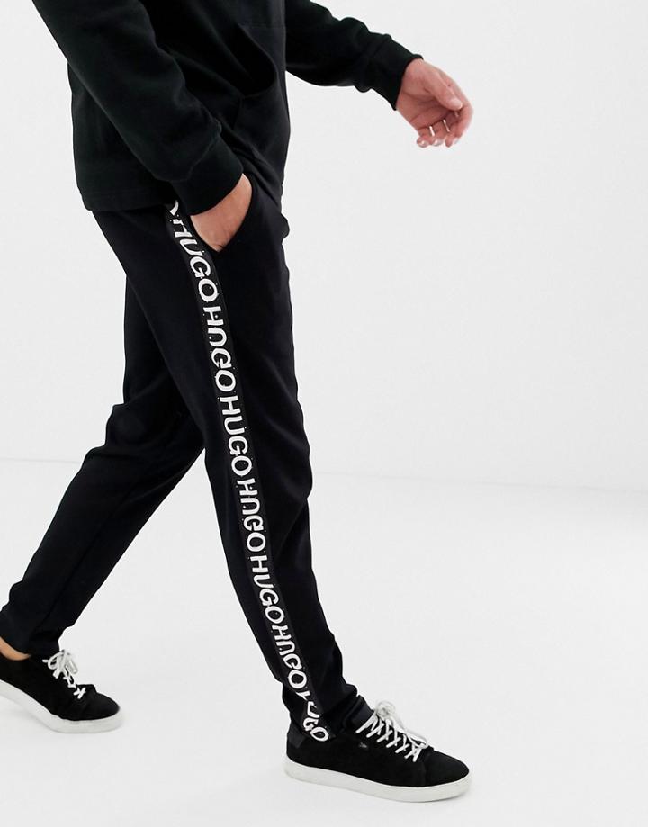 Hugo Dusten Side Stripe Taped Logo Sweat Joggers In Black - Black