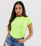 Brave Soul Petite Eleanor Basic T Shirt In Neon Green - Green