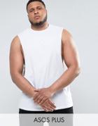 Asos Plus Longline Sleeveless T-shirt With Extreme Dropped Armhole - White