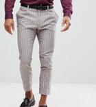 Heart & Dagger Skinny Cropped Pants In Linen Stripe - Brown