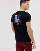 Asos Design T-shirt With Floral Back Print And Scoop Neck - Black