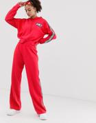 Juicy By Juicy Couture Wide Leg Sweatpants With Ankle Logo & Taping Two-piece-red