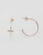 Asos Fine Hoop Bar Earrings - Rose Gold