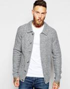 Asos Cardigan With Collar And Ribs - Gray