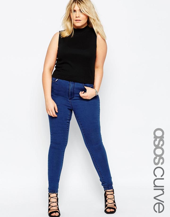 Asos Curve Sculpt Me Jean In Diara Wash - Blue