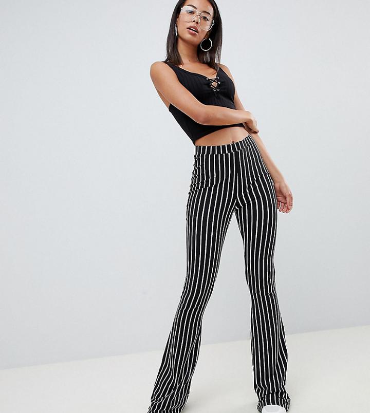 Asos Design Tall Kick Flare Leggings In Pinstripe - Multi