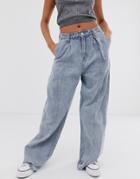Emory Park Vintage Fit Mom Jeans With Raw Hem-blue