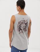 Le Breve Kung Fu Back Print Tank - Gray
