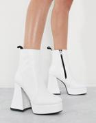 Lamoda Flare Heeled Platform Boots In White