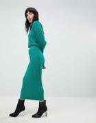 Asos Design Two-piece Skirt In Rib Knit - Green