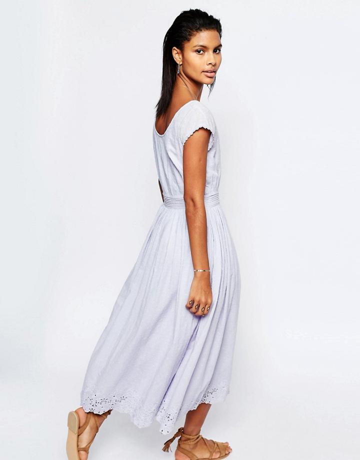 Tularosa Shelby Button Back Midi Dress - Blue