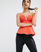 Kendall + Kylie Peplum Shirt Tail Cami - Orange