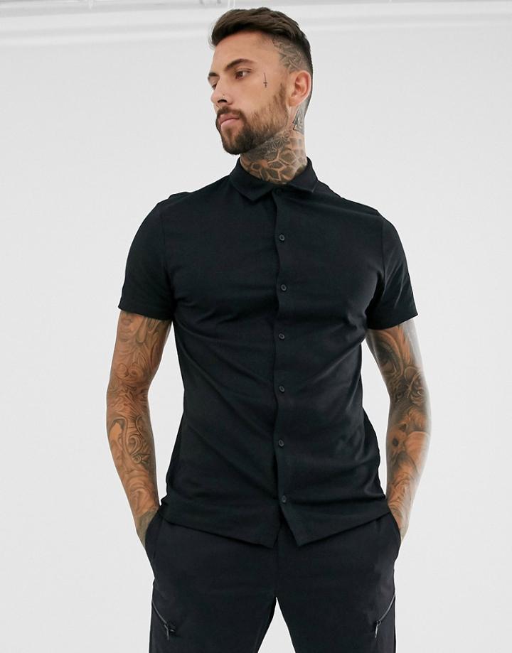 Asos Design Organic Jersey Shirt In Black