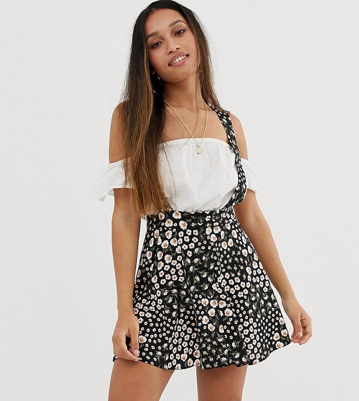 Asos Design Petite Exclusive Pinafore Mini Skirt In Mixed Floral Print-multi