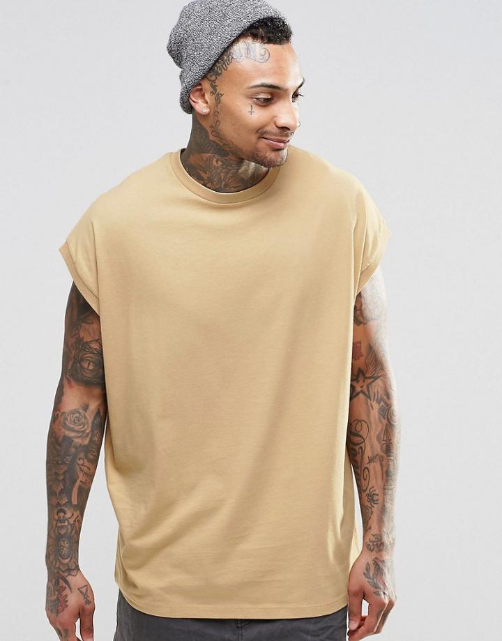 Asos Super Oversized T-shirt In Beige - Golden Rod